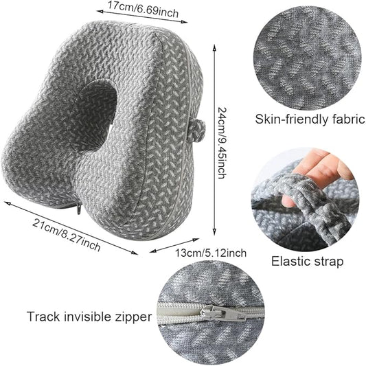 Knee Pillow for Side Sleepers - Butterfly Hollow Design Aligns Spine and Relieves Pressure - Memory Foam Leg Elastic Pillow Strap for Back, Hip, Sciatica Pain Relief - Gray