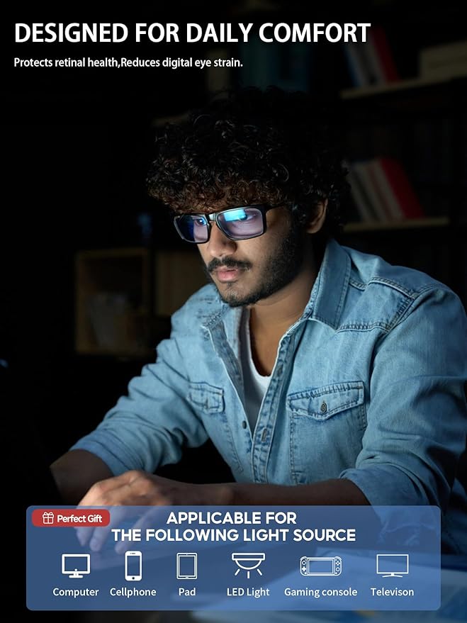 Blue Light Glasses For Women/Men Anti-Fatigue Computer Monitor Gaming Glasses Reduce Eye Strain Bluelight Blocking Glasses Blue