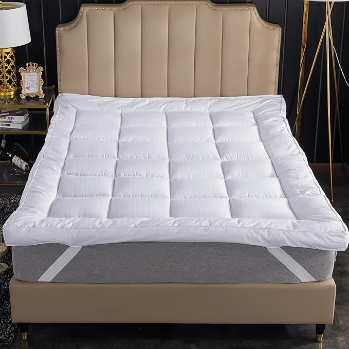 Extra Thick Twin XL Mattress Topper Dorm Bedding. Breathable Cooling Mattress Pad Cover.100% Cotton Pillow Top Quilted Mattress Protect Bed Mattress Topper1400GSM Soft Down Alternative Fill (39x80'')