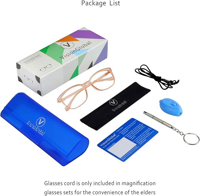 VisionGlobal Blue Light Blocking Glasses for Women and Men, Anti Eyestrain, Computer Reading, TV Glasses, Stylish Square Frame, Anti UV, Anti Glare(Champagne,No Magnification)