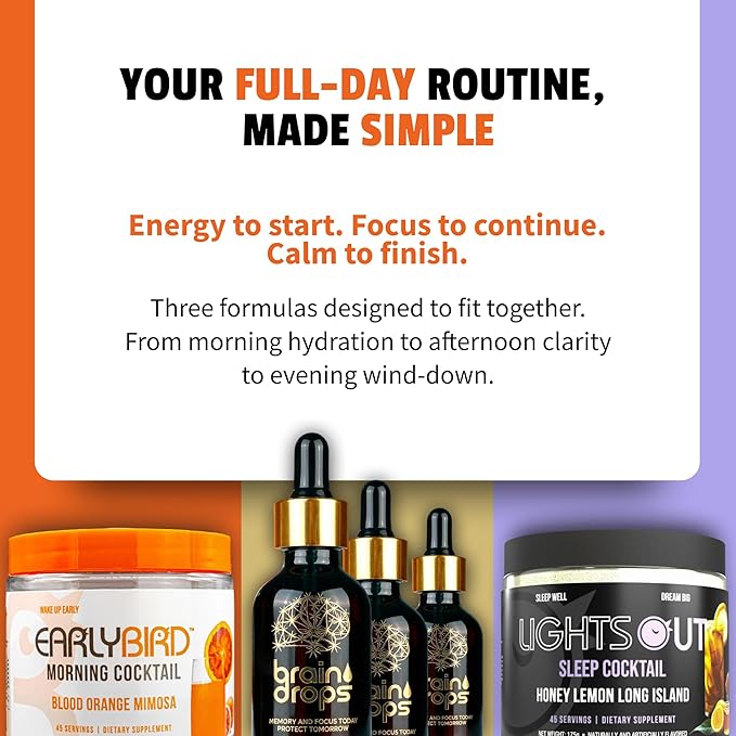EarlyBird Lights Out Sleep Powder, Honey Lemon Calm Sleep Drink Mix with PharmaGABA, Magnesium & L-Theanin, Natural Sleep Aid for Adults, Calming Drink Mix for Relaxation & Deeper Sleep, 45 Scoops