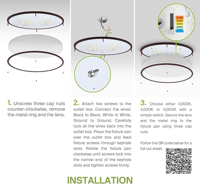 ASD LED 32" Oval Flush Mount Lighting, Close to Ceiling Light Fixture | 5CCT, Dimmable, ETL Listed | 50W 4195LM 2700-5000K 120V | Low Profile Double Ring Lamp | Dark Bronze