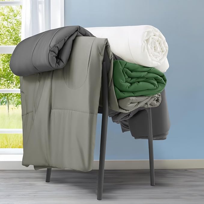 Rwlvpe Cooling Comforter King Size, 100% Rayon Derived from Bamboo Shell, Cooling Blanket for Hot Sleepers, Q-Max>0.48 Breathable Bamboo Fill Duvet Insert (106"x90", Dark Gray)