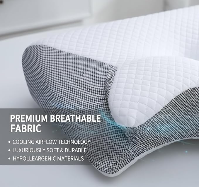 Sleep Apnea Pillow, Relief Technology Pillow, Premium Memory Foam Cervical Pillows for Neck Pain Relief, Neck Support Ergonomic Pillows for Side, Back, Stomach Sleeper