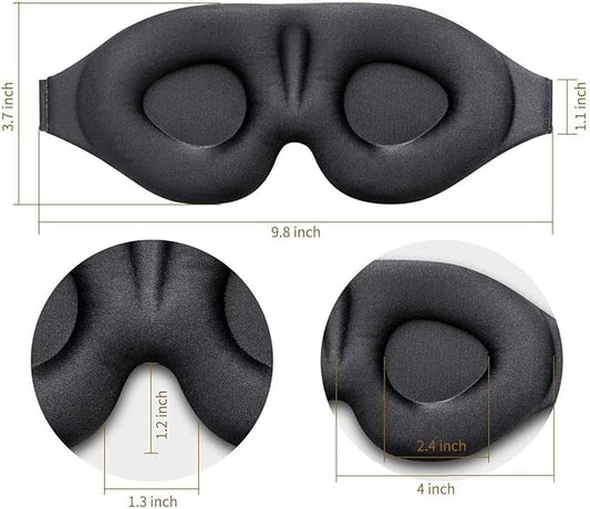 Signature 8 3D Eye Mask Sleep Mask for Men & Women, 100% Pressure-Free & Light Block-Out Eye Mask for Sleep with Easy Adjustable Strap, Night Eye Cover for Travel, Black