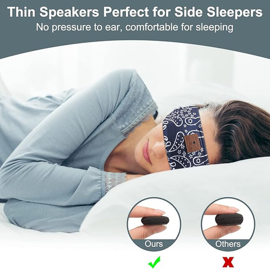 2-Pack Sleeping Headphones Bluetooth Headband, Wireless Headband Headphones with Ultra-Thin Speakers, Comfortable for Side Sleepers, Running, Adults, Unisex, Blue+Grey, One Size