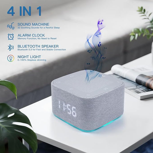 White Noise Machine, Sound Machine, Alarm Clock,Travel Sound Machine,Sleep Night Lights Bluetooth App Control Best Birthday Gift Ideas for Baby Adult Portable Travel Office Bedside Clocks Bedroom