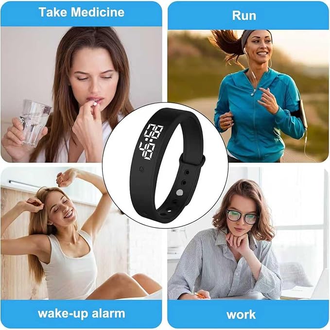 Vibrating Alarm Wristband Deaf People Watch Band Fit Sleeps Rise Silent Shock Clock Bracelet Bands for Heavy Sleepers Wearable Wrist Band That Won't Wake Partner Vibration Bed Shaker