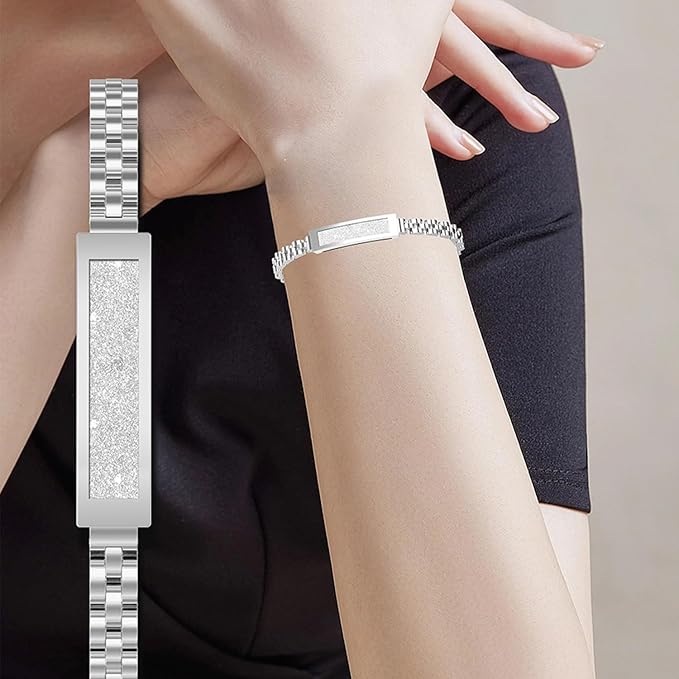 Smart Stylish Bracelet with Heart Rate,Blood Oxygen,Sleep Tracking,IP68 Waterproof,Magnetic Charging(Silver)