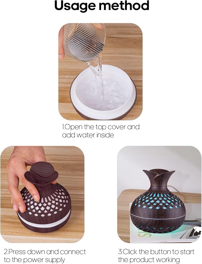 Portable Desktop Humidifier for Office, Small humidifier for Car, Travel, Baby Room with LED Light & Auto Shutoff, Bedroom Mini Humudifier, Quite Mist Humidifier (Dark Color)
