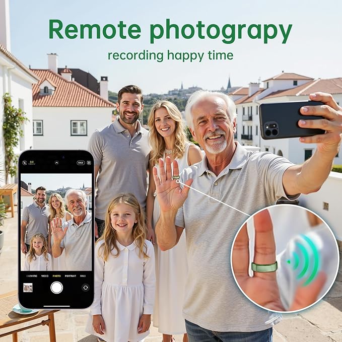 Smart Ring for Women & Men, Health Tracker Ring with Heart Rate, Blood Oxygen,Blood Pressure, IP68 Waterproof Fitness Ring, Sleep Tracker for iPhone and Android, No APP Fee (Green, 6#)