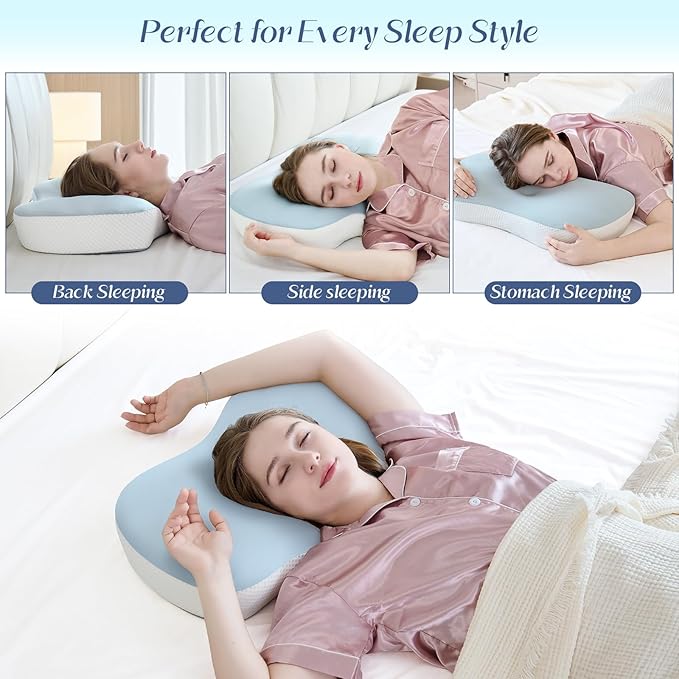 Cervical Pillow for Neck and Shoulder Support, Ergonomic Contour Sleeper Pillows, Adjustable Height Memory Foam Bed Pillow with Breathable Pillowcase for Back, Side, Stomach Sleeper