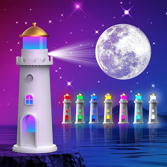 easuntec Moon Projection Night Light Color Changing, Rechargeable Dimmable Timer, RGB Night Light for Bedroom, Nursery, Kids, Adults, Moon Lighthouse Gifts for Girls Boys (RGB)
