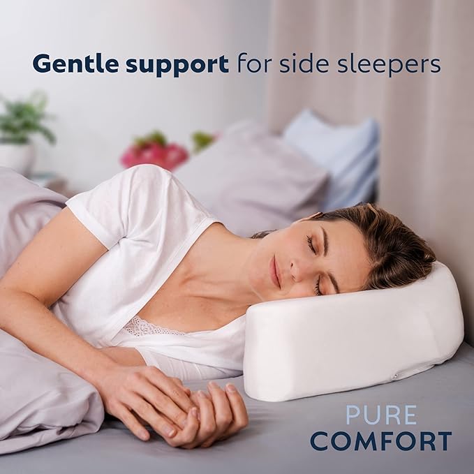 – Side Sleeping Pillow | Height Adjustable | Ear Pain Relief | CPAP Pillow | Wrinkle Prevention | TMJ | Advanced Memory Foam with Soft Cover (Soft)