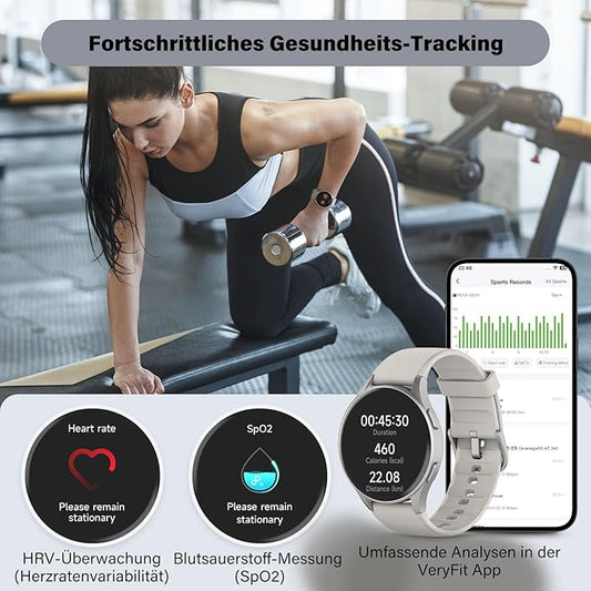 Smart Watch for Women, Built-in Alexa, GPS, HRV, VO2 Max, Blood Oxygen, Sleep & Stress Monitor, BT Calling, Compass, Altimeter, 1.32" AMOLED, Fitness & Women’s Health, Waterproof, iPhone Compatible