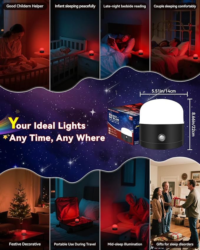Neporal REDIX 670nm Red Light for Sleep, 100% Blue Light Blocking & Dimmable & 4 Timer Red Night Light for Melatonin Promoting, with Remote Red Light Lamp for Bedroom, Sleeping, Reading, Baby Nursery