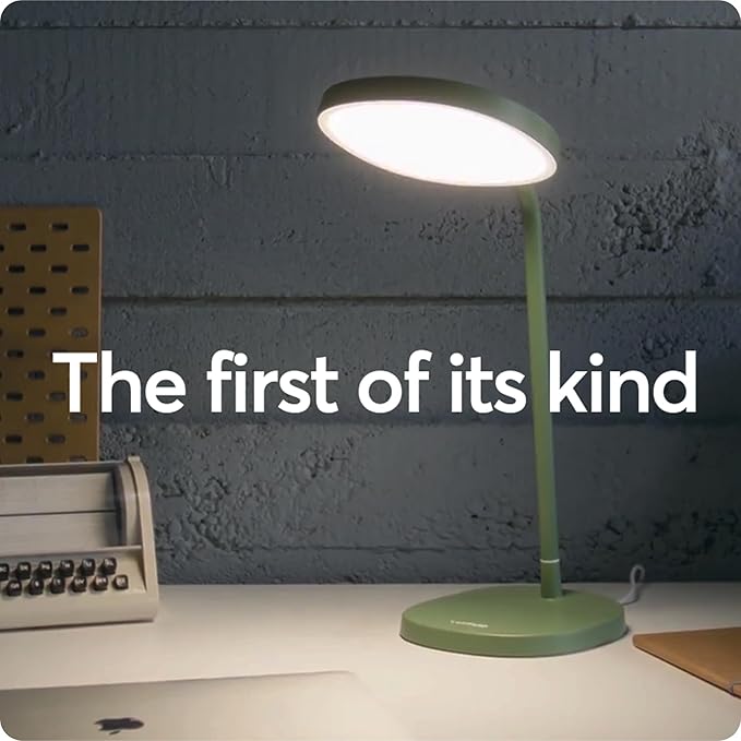 Lumie Task - 10,000 Lux Adjustable Bright Light Therapy Desk Lamp for Mood and Energy Boost and Winter Blues Relief, Crystal Clear Illumination and Maximum Visual Comfort - Sage Green