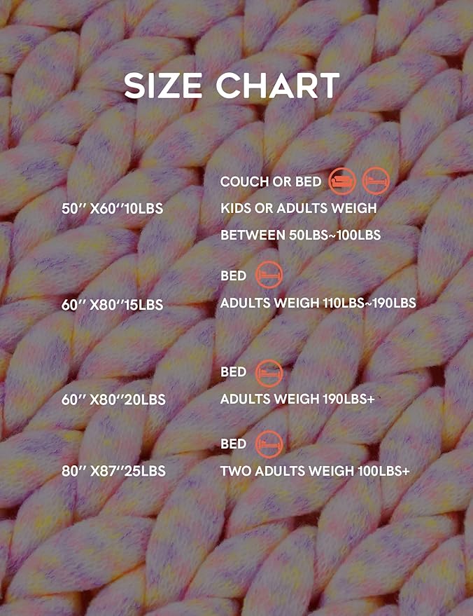 YnM Weighted Blanket, Handmade Chunky Knitted Design, Soft and Cozy, Temperature Regulating and Breathable, Machine Washable Throw for Sleep or Home Decor (Pink Fancy Yarn, 50x60 Inch, 10lbs)