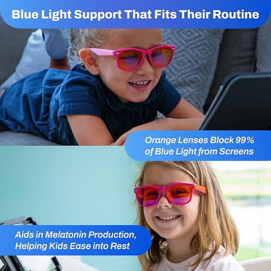 DefenderShield Blue Light Blocking Glasses Kid Series for Computer, Mobile, Gaming, Sleep-Purple - Anti Eye Strain, Headache
