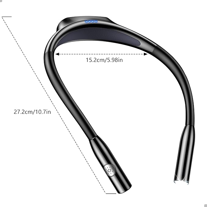 Gritin LED Neck Reading Light,Book Light for Reading in Bed-Eye Caring 3 Colors, Dimmable Brightness, Bendable Arms, 80+Hrs Runtime, Neck Round Design, Comfortable &Lightweight for Crafting, Knitting