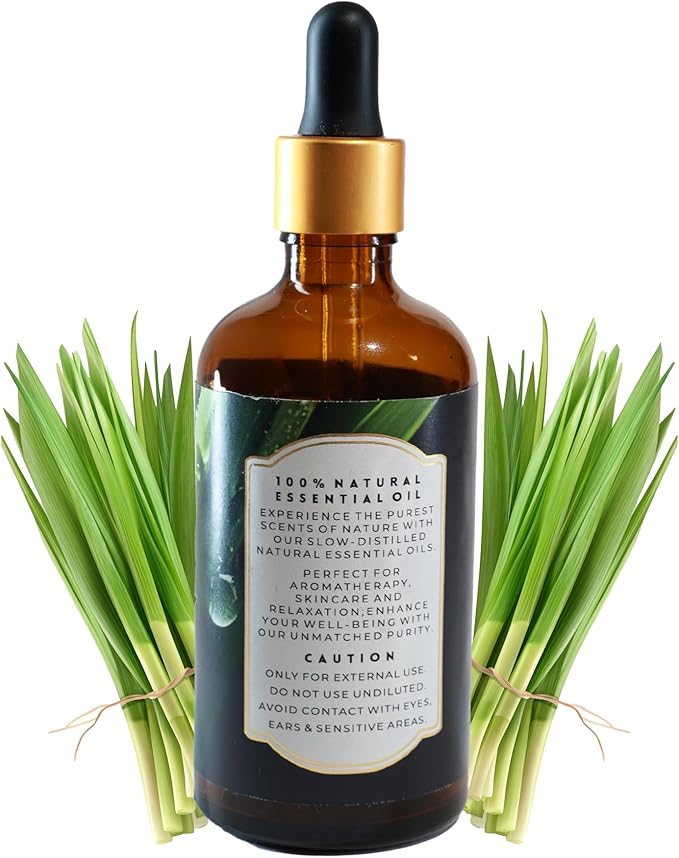 Luxurious Lemongrass Essential Oil by Enhanced Essentials|Slow Distilled,Organic and Pure Oils for Skin Care,Aromatherapy,Bath,Massage,Perfume,Gifting,Soap and Candle Making| 3.38 fl oz (100 ml)