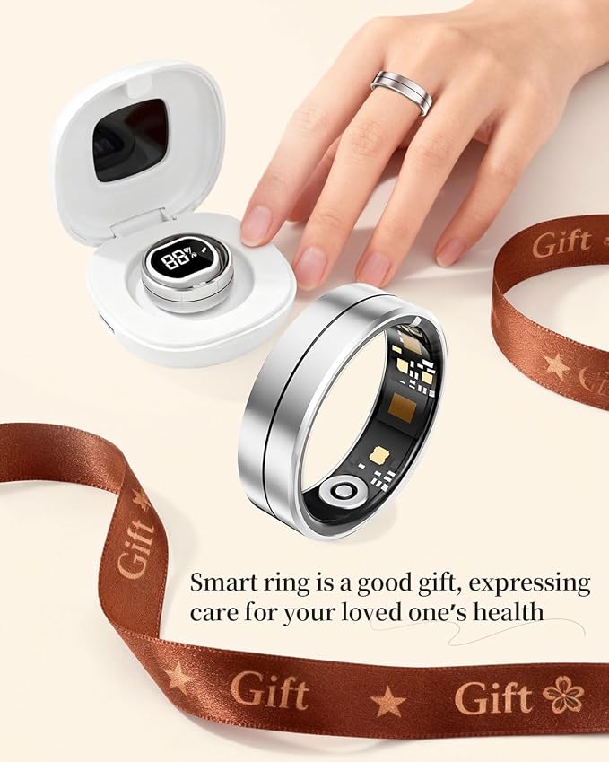 Fvtga Smart Ring for Women Men - Fitness Health Tracker with Sleep Monitoring Heart Rate and Activity Tracking,Blood Oxygen Monitor IP68 Waterproof No Subscription Fee iOS Android Compatible(Silver9)
