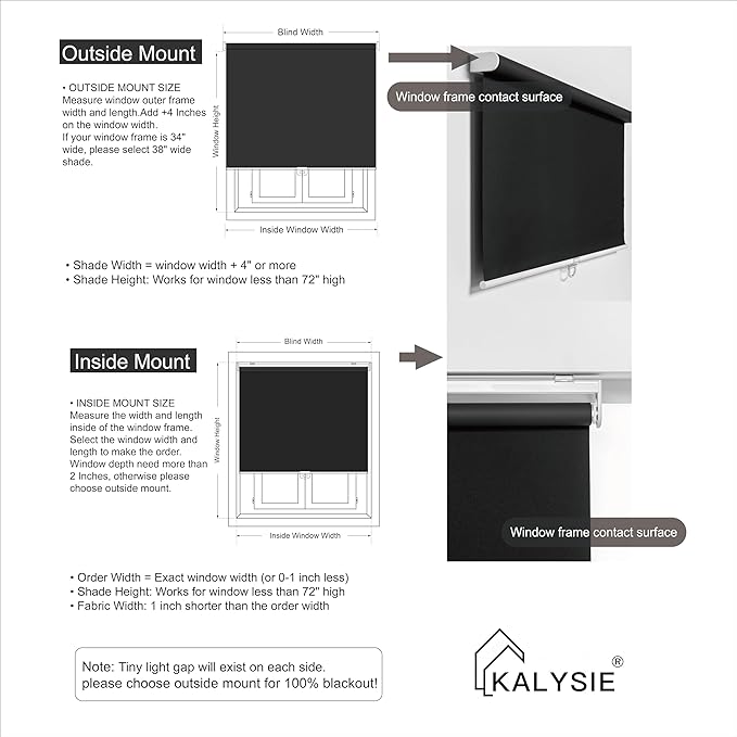 Cordless Roller Shades 100% Blackout Blinds for Windows and Doors, Pull Down Room Darkening Window Shades, Easy to Install for Home and Office, Black, Fixed 75 Inches High, 65 Inches Width