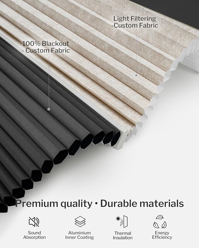 Graywind Motorized Day Night Cellular Shades with Remote, Smart Honeycomb Blinds Compatible with Alexa & Google Home, Custom Size Blackout/Privacy for Bedroom, Living Room & Home Office, Custom Fabric