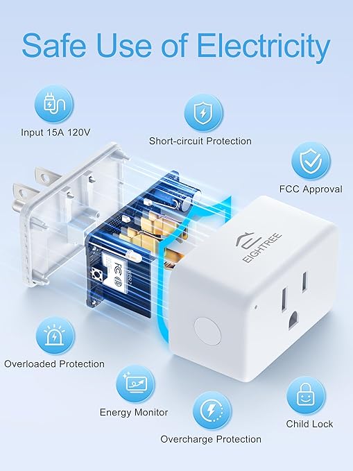 EIGHTREE Mini Smart Plug ๐๐๐๐ณ ๐๐ข-๐
๐ข ๐๐จ๐ฆ๐ฉ๐๐ญ๐ข๐๐ฅ๐ ๐๐๐, Smart Plugs That Work with Alexa & Google Home & SmartThings, Energy Monitor, Remote Control, Timer & Schedule, Wi-Fi Plugs