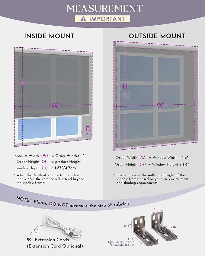 Graywind Motorized Roller Shade Blinds 100% Blackout Shades Cordless Waterproof Remote Control Window Automated Blinds with Valance Custom Size for Smart Home and Office, Dark Grey