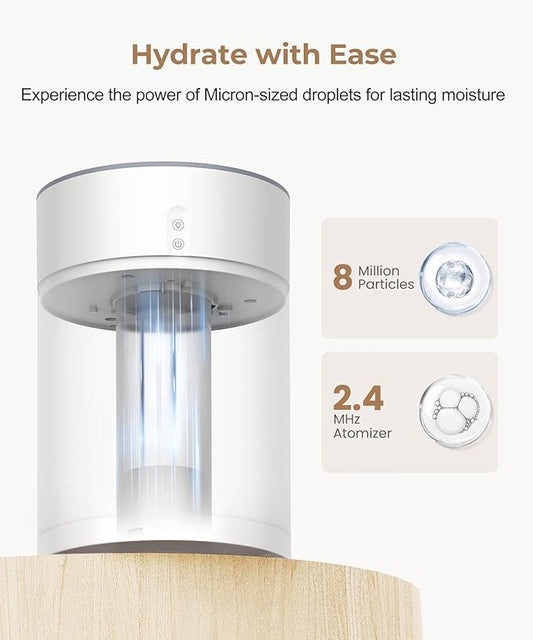 Abolee Humidifiers for Bedroom 4.5L Cool Mist with Essential Oil Diffuser, Humidifier Large Room, 24dB Quiet Air Humificador fit Baby Nursery & Plants, 360° Adjustable, Easy Fill & Cleaning (White)
