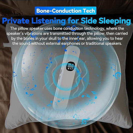 Bone Conduction Pillow Speaker | Under Pillow Bluetooth Speaker for Sleeping | Private Sleep Speaker with 11 White Noises & TF Card Slot – Ideal for Late-Night Scrolling Without Disturbing Partner