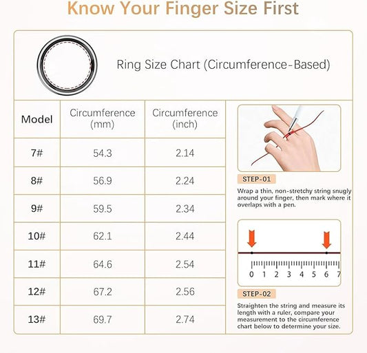 Fit Ring for Women Men, Ring Health Tracker with Heart Rate,Blood Oxygen,Heart Rate Variability, Stress, Sleep Monitor, Step Counter, Smart Ring for iPhone & Android, No Subscription Fee (Silver, 8#)