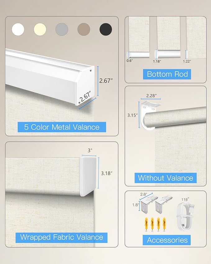 Motorized Light Filtering Roller Shades with Remote Control, Smart Blinds for Windows Compatible with Alexa Google via Hub, Rechargeable Electric Window Shade Customized Size(Texture Beige)