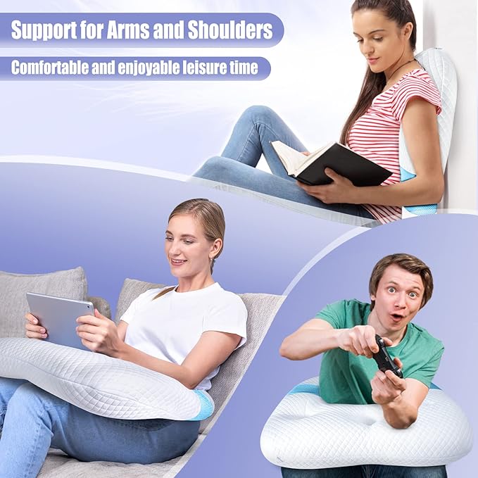 SAHEYER Side Sleeper Pillows for Adults, U Shaped Body Pillow for Pain Relief, Orthopedic Memory Foam Shoulder Pillow for Side,Stomach, Back, Arm with Removable Washable Cover (Upgraded Version), Blue