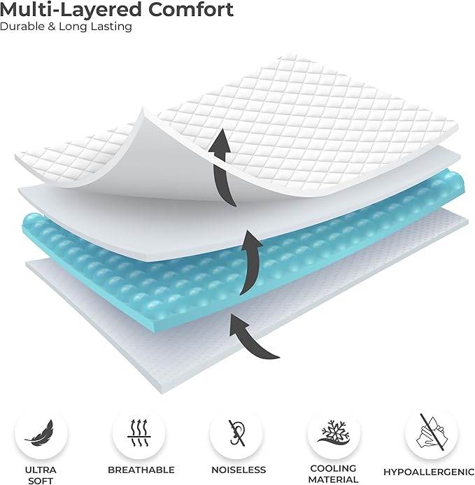 LUX Décor King Mattress Pad - 8 Pack - Quilted Elastic Fitted Mattress Cover Protector Upto 16 Inches Deep Pocket - Soft Breathable Noiseless Mattress Topper (Grey “78 X 80”)
