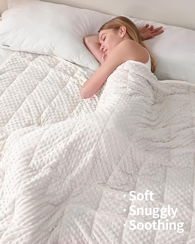 Mr. Sandman Weighted Blanket for Adults, Heavy Blanket for Woman,Man Sleeping/Calm, Soft and Cozy Weighted Throw Blankets, Machine Washable, 60 x 80in, 20 lbs, White