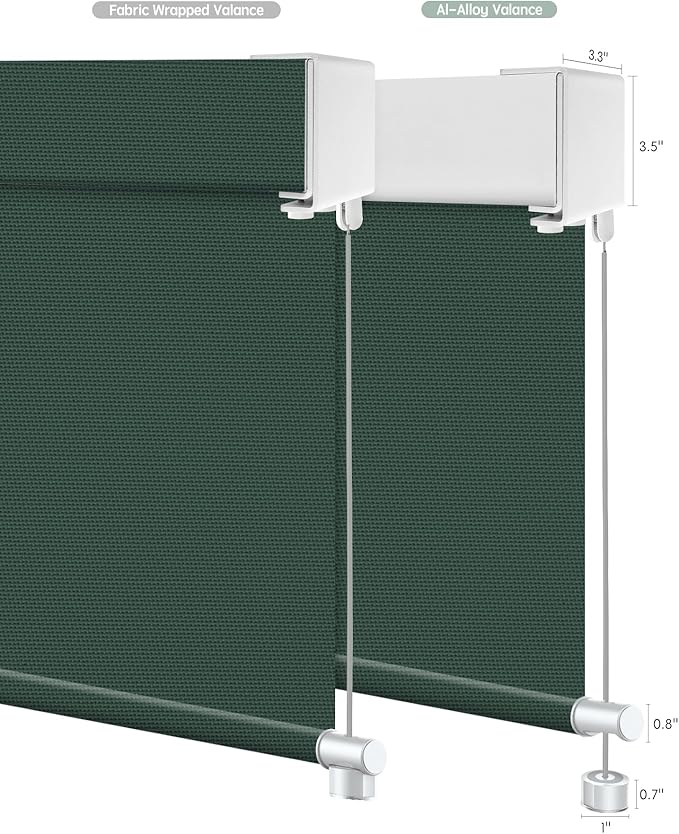 Yoolax Customized Motorized Outdoor Shades, Smart Blinds Compatible with Alexa Google, Remote Control Waterproof Blinds for Patio Porch Windows Outside (5% Openness Jade Green)