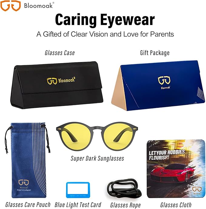 Bloomoak Orange Reading Blue Light Glasses,Computer Readers with Magnification,Relieve Eye Strain &Improve Sleep