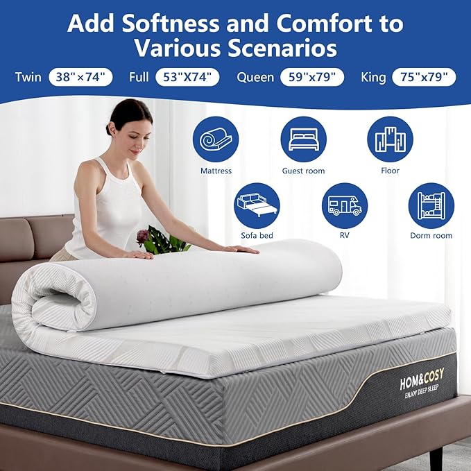 3 Inch Queen Firm Mattress Topper for Pain Relief, Premier Cooling Gel+Bamboo High-Density Support Memory Foam Mattress Topper, Firm with Ice Silk Cover, CertiPUR-US