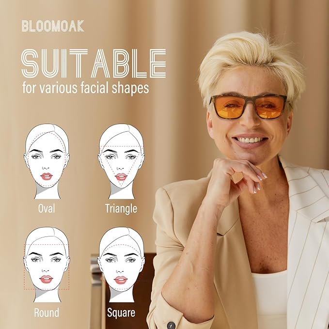 Bloomoak-99% Blue Light Blocking Glasses - Gaming Glasses - Anti Glare - Anti Fatigue -Suitable for Screens, Games, TVs