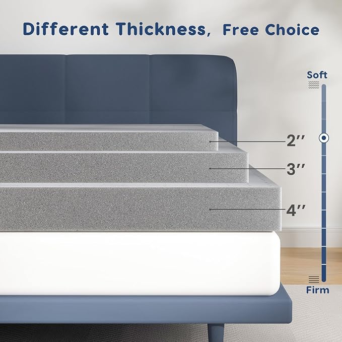 3 Inch Mattress Topper King,Gel Memory Foam Mattress Topper Bed Topper for Soft & Cooling Sleep and Pressure Relieve, CertiPUR-US Certified,Bed Ventilated Design with Bed Topper