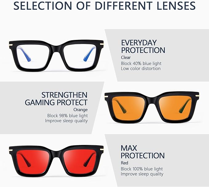 Sleep Blue Light Blocking Glasses for Men and Women, Computer Gaming Glasses Anti Eyestrain & UV Glare