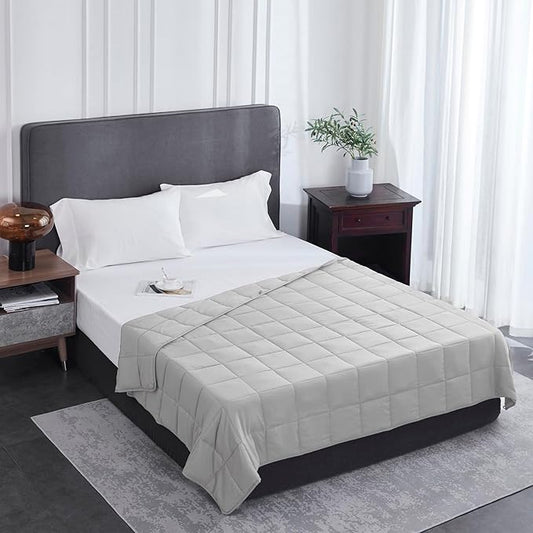 L'AGRATY Weighted Blanket - 60"x80" 15lbs Cooling Breathable Heavy Blanket Microfiber Material with Glass Beads for Adult All-Season Summer Fall Winter Soft Thick Comfort