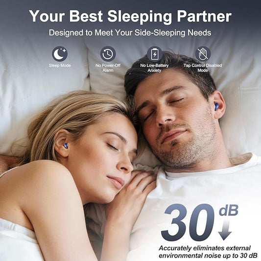2026 Sleep Earbuds Bluetooth 6.0 in Ear, Mini Sleep Headphones with Sleep Monitor and APP, Small Earplugs for Side Sleepers, 48H Playtime Sleep Earphones with Sleep Mode, Personal Alarm, Blue