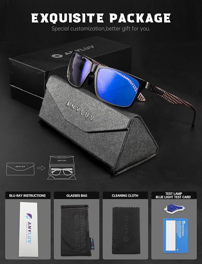 ANYLUV Blue Light Blocking Glasses Men Computer Gaming Glasses Lightweight Al-Mg Metal Anti Eyestrain Eye Protection