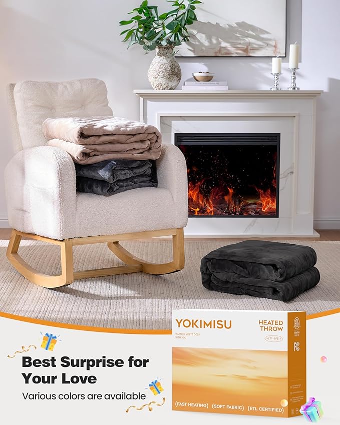 Electric Blanket King- Soft Heating Blanket, Dual Control & 9 Heat Levels, 10H Timer, Soft Flannel to Sherpa, Fast Heating Electric Throw, Machine Washable, Gift for Mom, Dad, 90"x100" Black