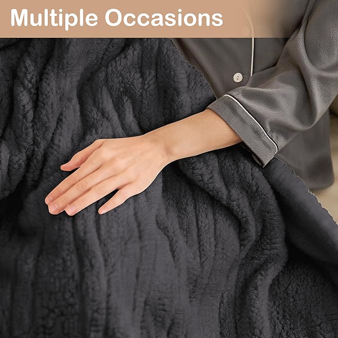 Electric Heated Blanket Full Size 72"×84" with 9 Heating Levels & 1-10Hs Auto Off,Double Sided Plush Sherpa, Energy Efficient, Machine Washable, for Couch & Bed, Dark Gray