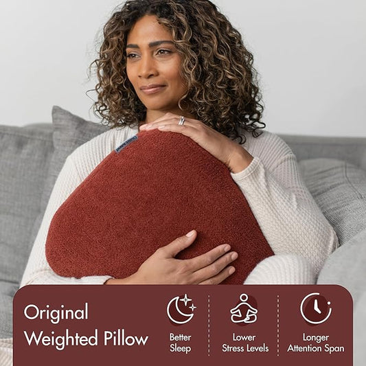 Quiet Mind Weighted Pillow for Adults 6 Lbs - Get Better Sleep - Sustainably Made and Chemical Free - Machine Washable (Small, Chili Oil)