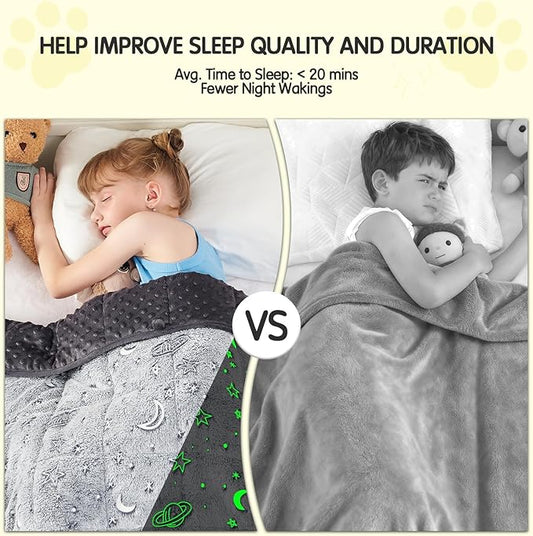 yescool Weighted Blanket 10 Pounds Weighted Lap Blanket, Glow in The Dark Star Heavy Blanket, Warm Minky Weighted Throw Blanket Gift for 80-110lbs, 40"x60"